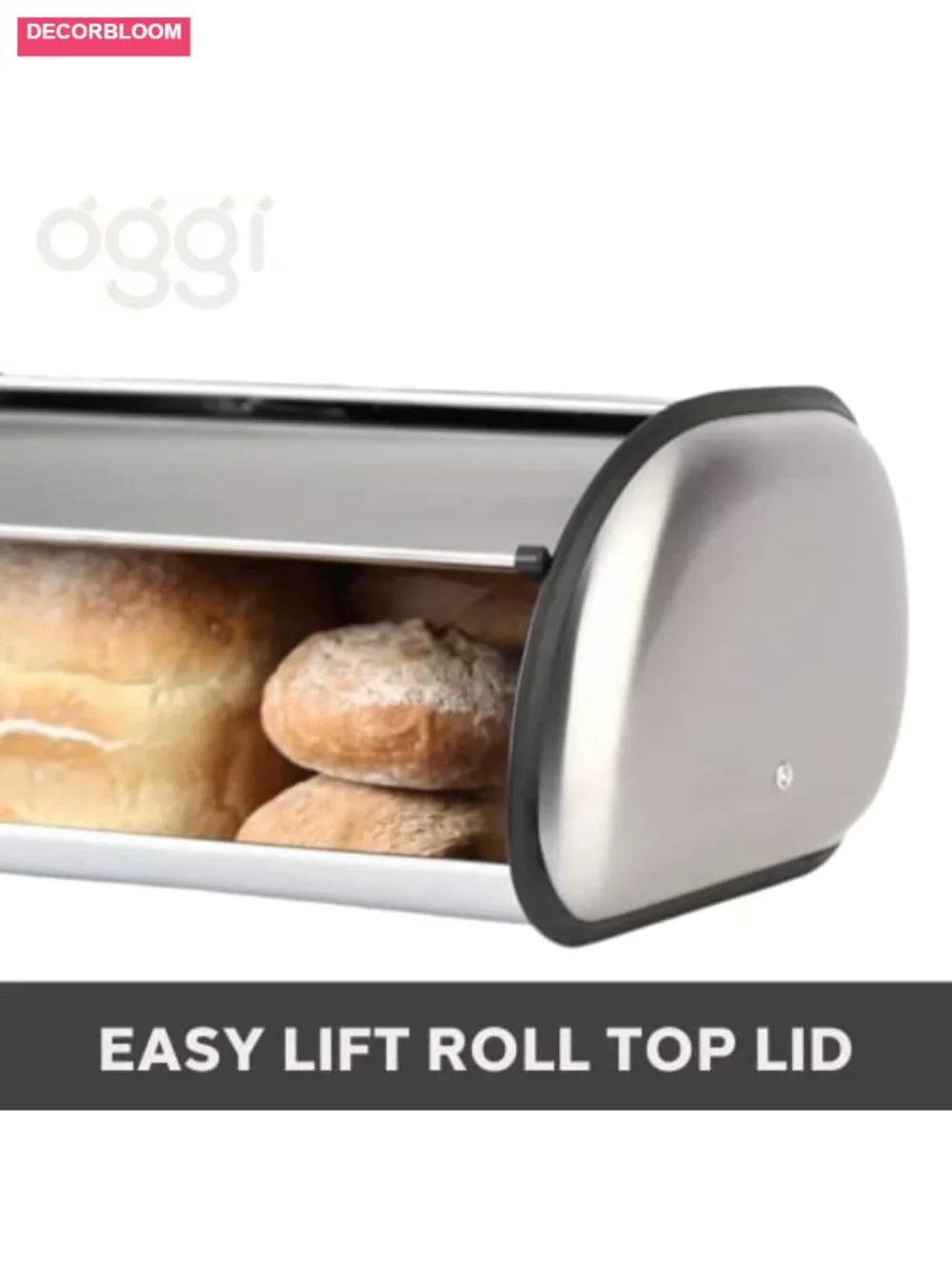 Stainless Steel Roll Top Bread Box Extra Large Airtight Kitchen Counter